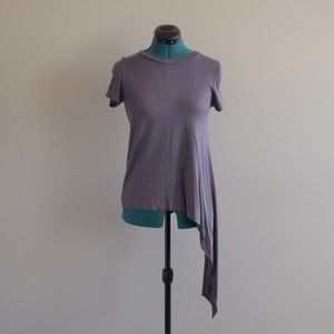 Asymmetrical Hem Short Sleeve Tee Shirt Gray